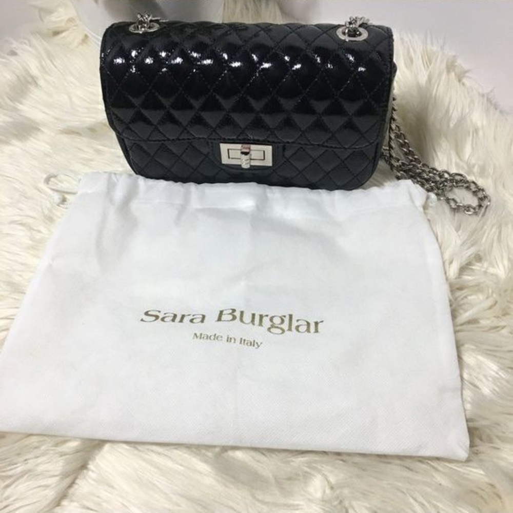 Sara Burglar luxury Black Quilted leather Shoulder Bag